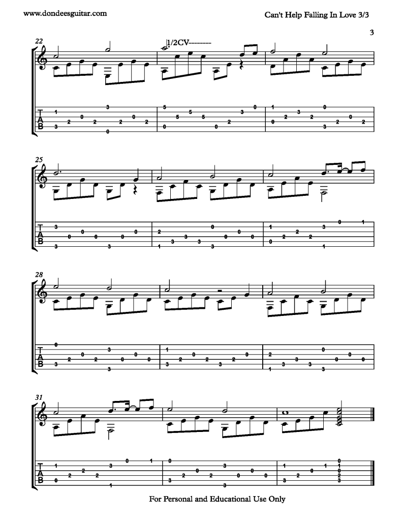 Cant Help Falling In Love Fingerstyle Guitar_Page_3