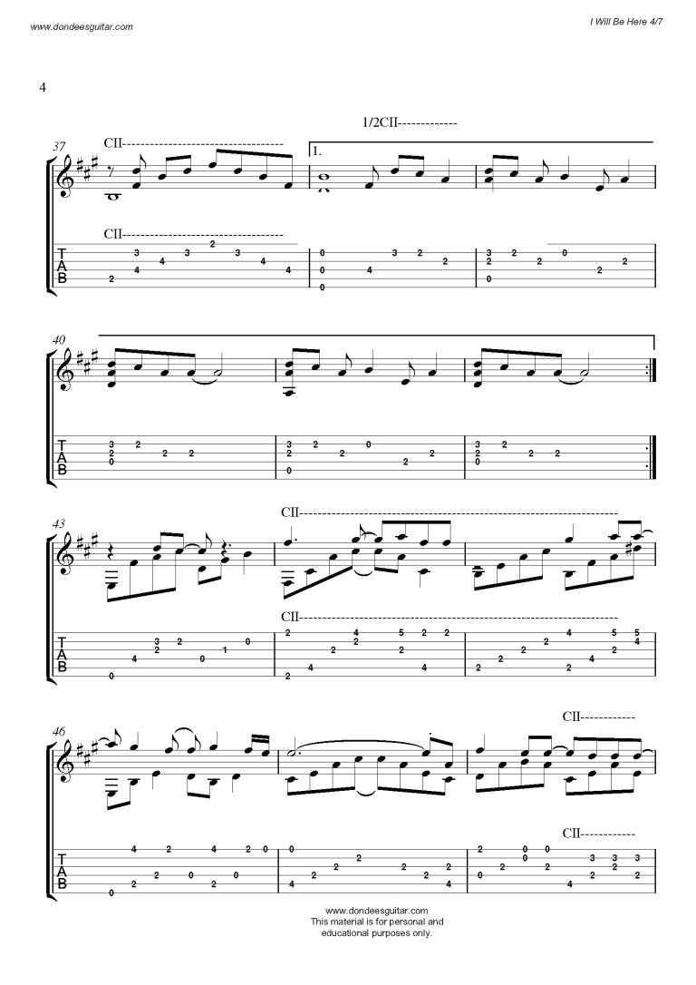 I Will Be Here-Classical Guitar-Notation and Tablature_Page_4 - Dondees ...