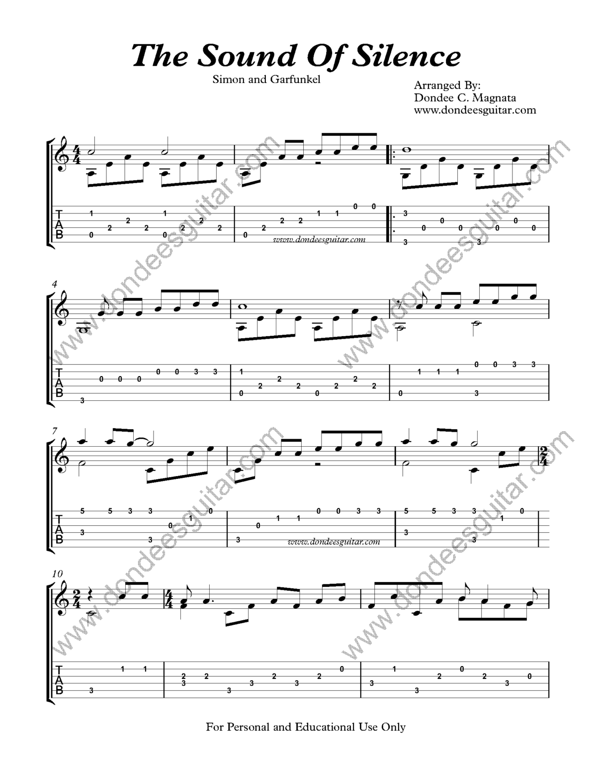 sound of silence ukulele fingerstyle tab pdf