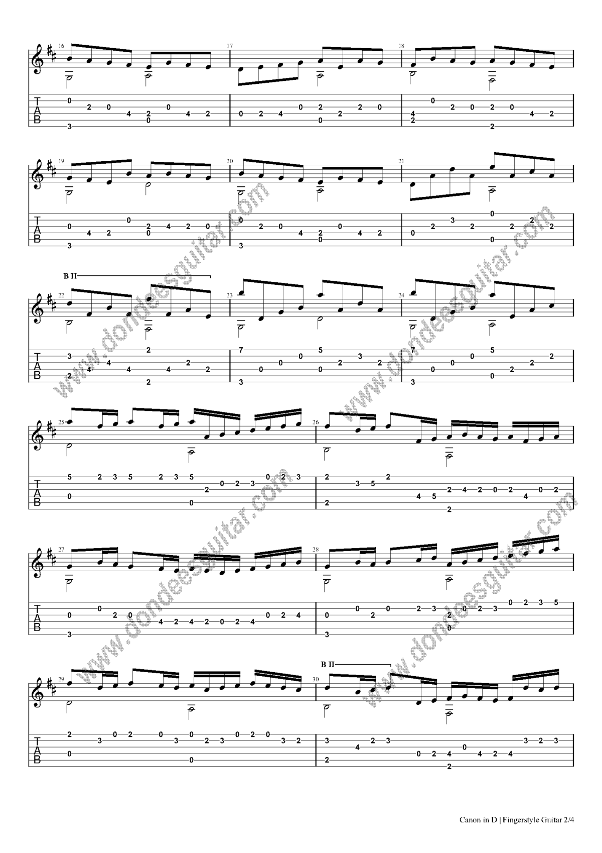 Canon In D Fingerstyle Tabs Johann Pachelbel Dondee S Guitar