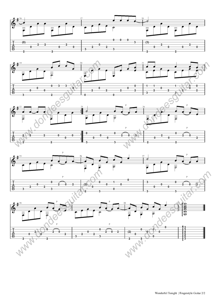 wonderful tonight fingerstyle tab pdf ukulele