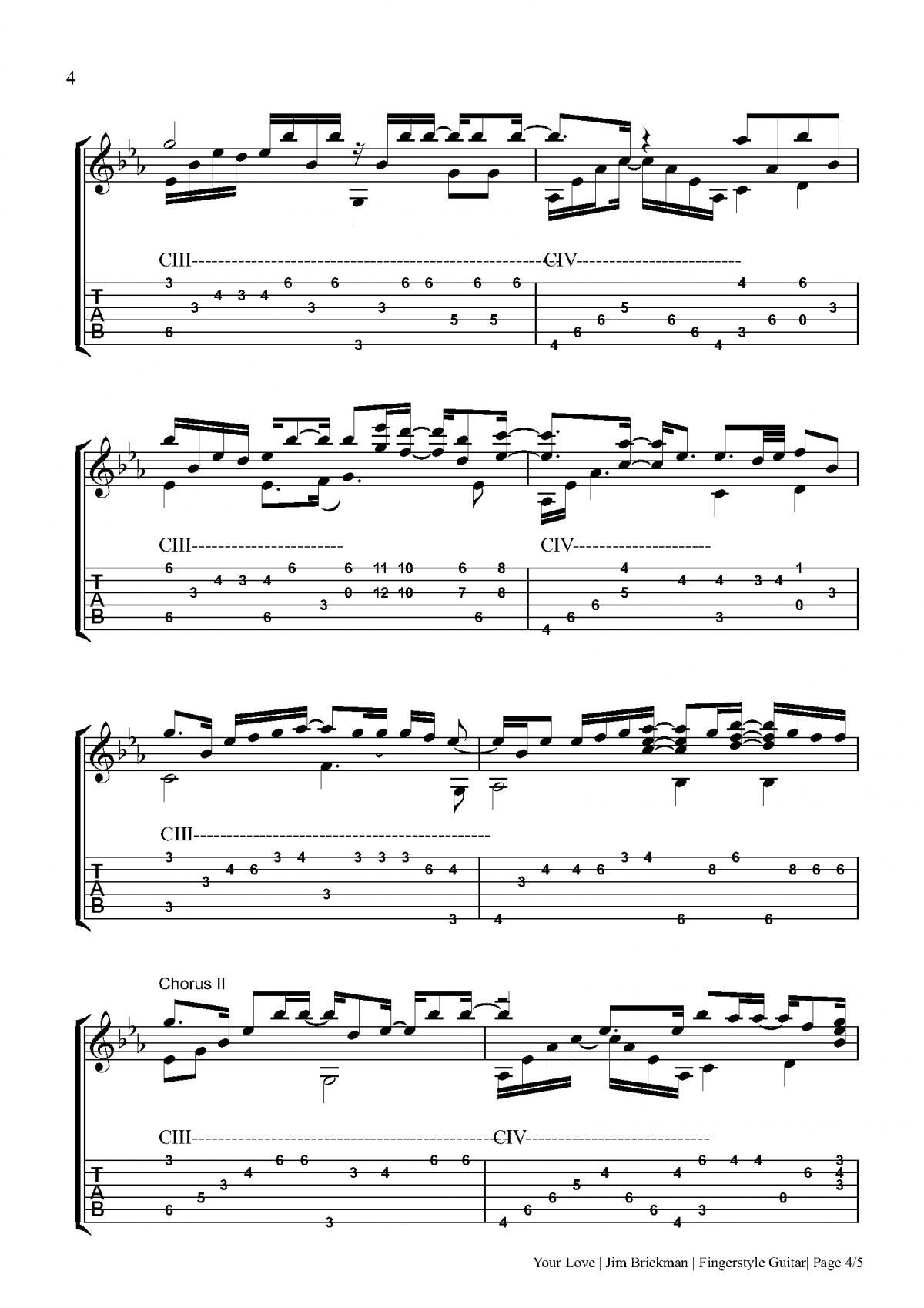 Your Love Fingerstyle Guitar Tabs - Jim Brickman | Dondee's Guitar