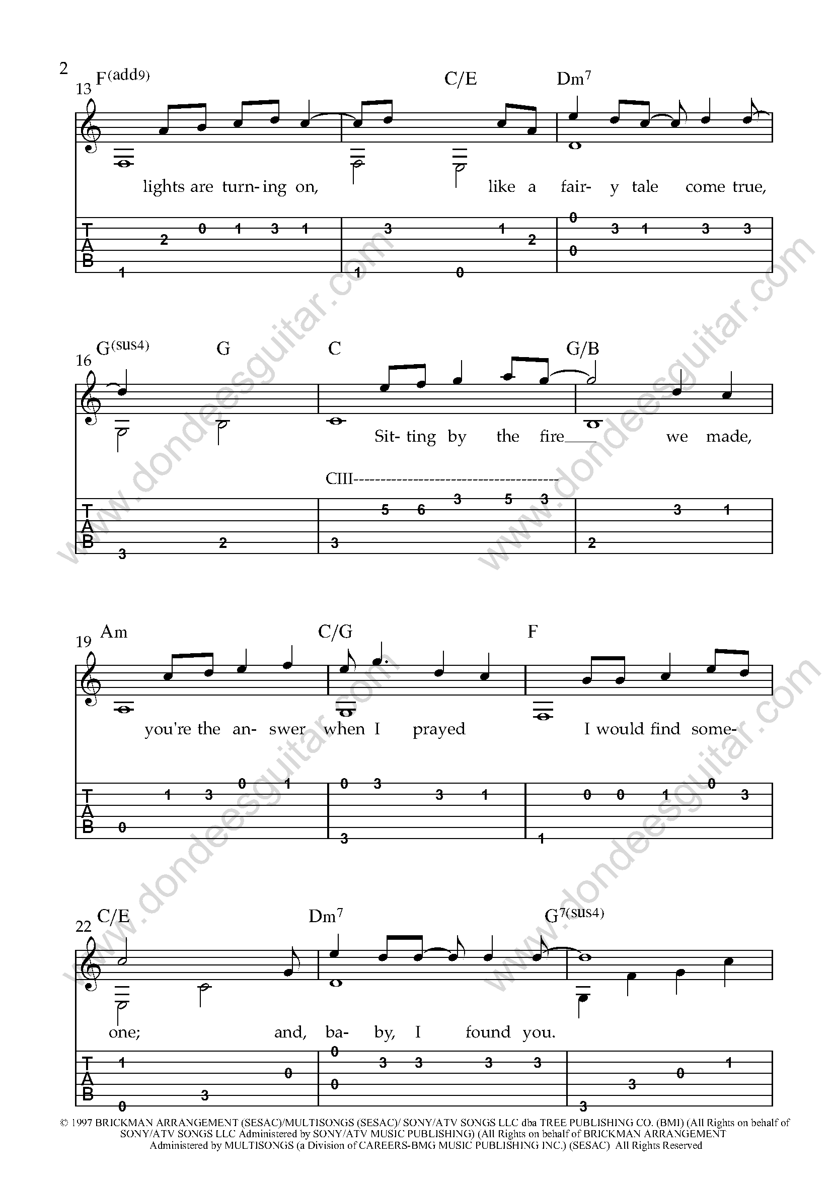 The Gift Fingerstyle Guitar Tabs