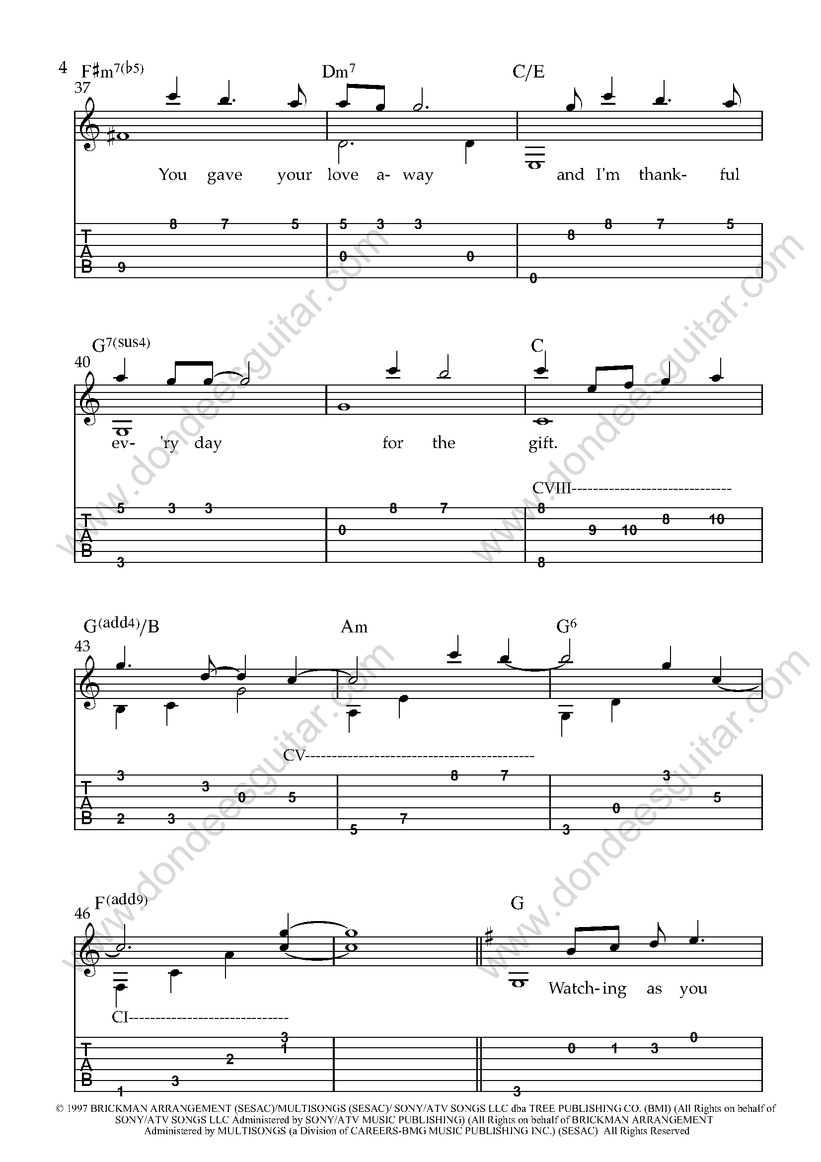 The Gift Fingerstyle Guitar Tabs